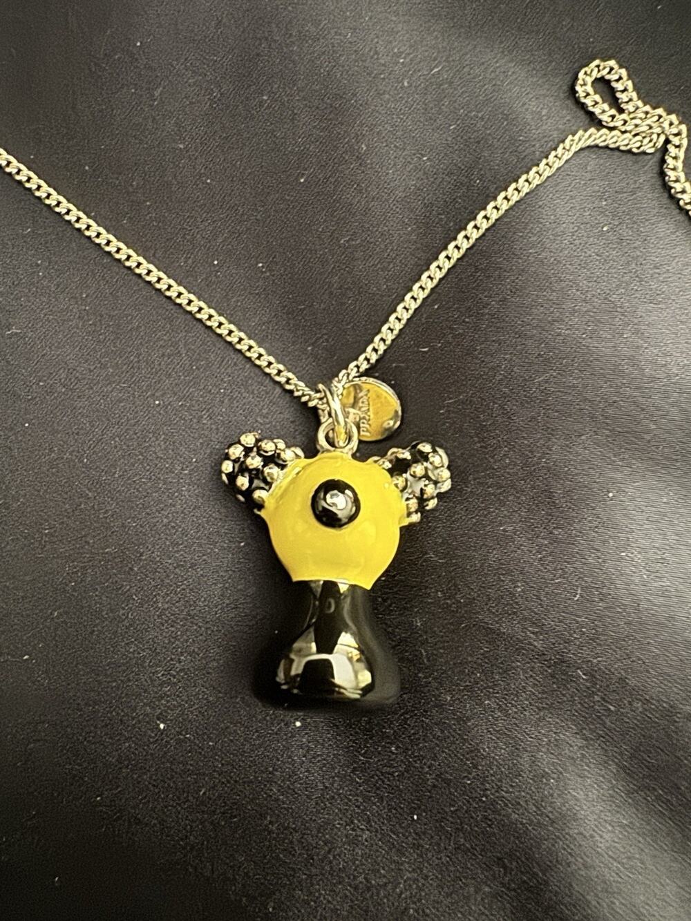 Prada Animalia Jewels Necklace Pink Brown Enamel Pendant w/ Box